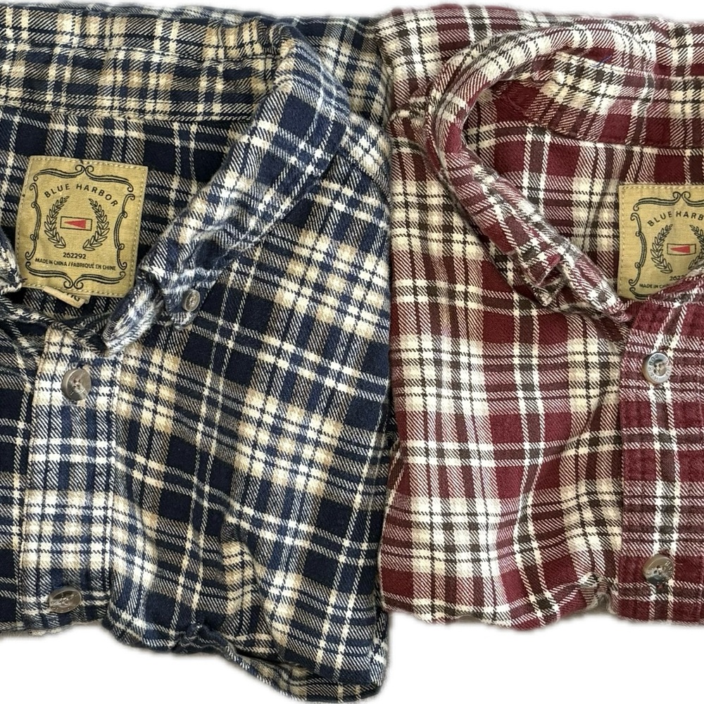 Lot of 2 Blue Harbour plaid flannel button long sleeve shirts XXL price for both